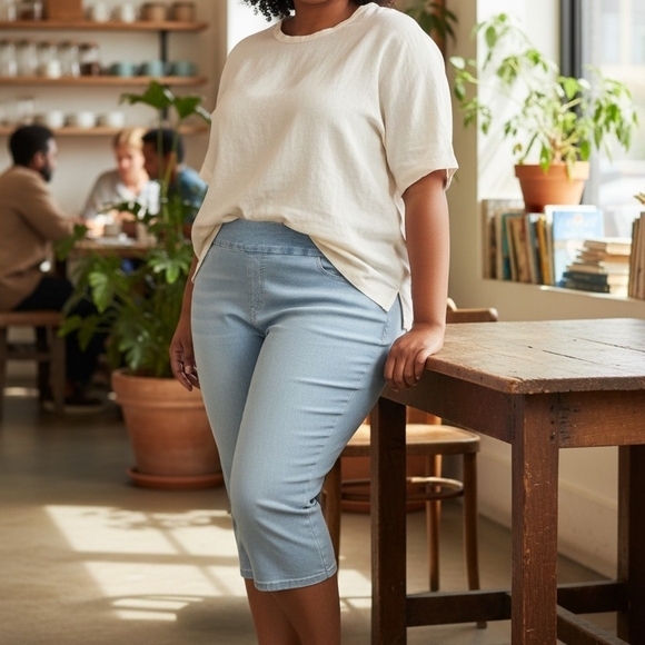 Ruby Rd. Pull On Cropped Jeans - Picture 2 of 5